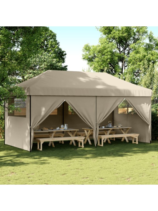 Skládací party stan pop-up se 4 bočními stěnami taupe
