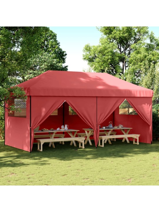Skládací party stan pop-up se 4 bočními stěnami vínový