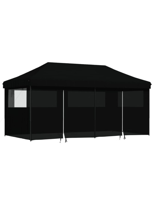 Skládací party stan pop-up se 4 bočními stěnami černý
