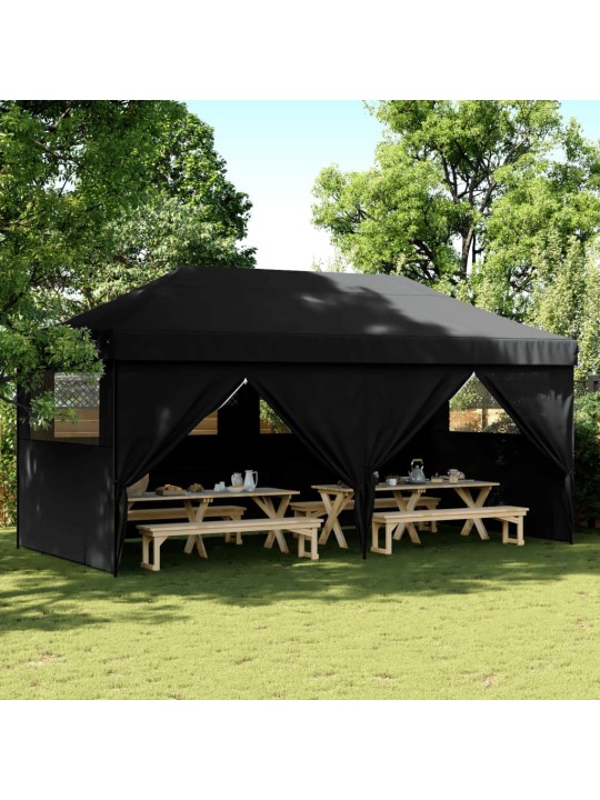 Skládací party stan pop-up se 4 bočními stěnami černý