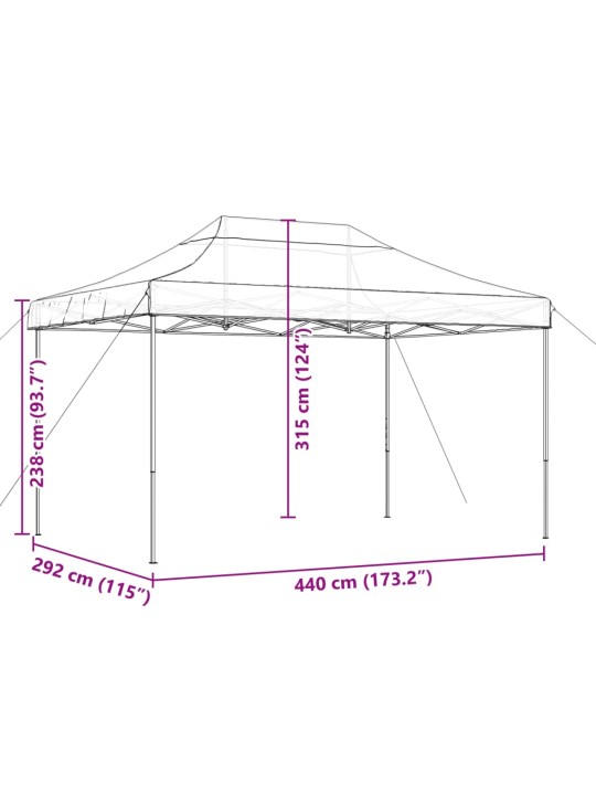 Skládací party stan pop-up taupe 440 x 292 x 315 cm