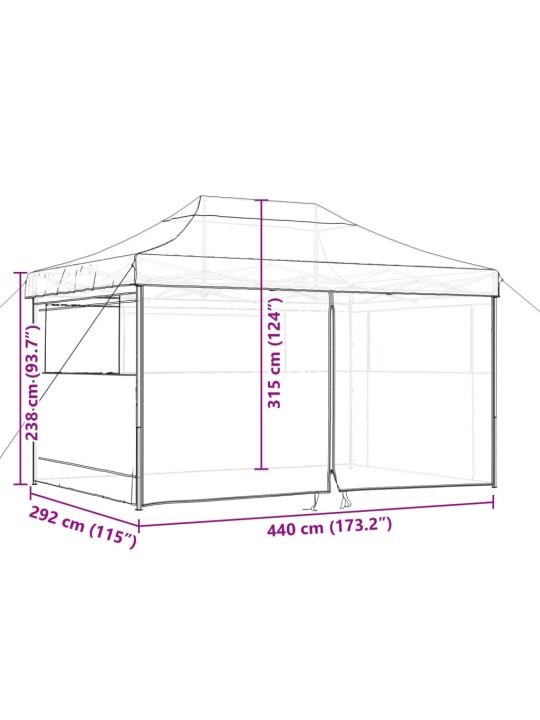Skládací party stan pop-up se 4 bočními stěnami terakota