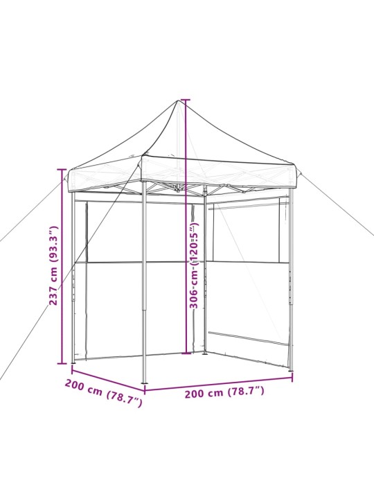 Skládací party stan pop-up se 2 bočními stěnami černý