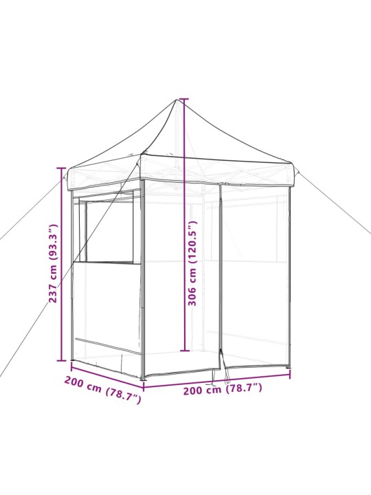 Skládací party stan pop-up se 4 bočními stěnami černý