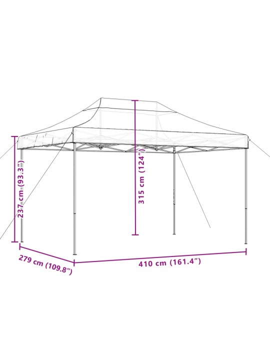 Skládací party stan pop-up terakota 410 x 279 x 315 cm