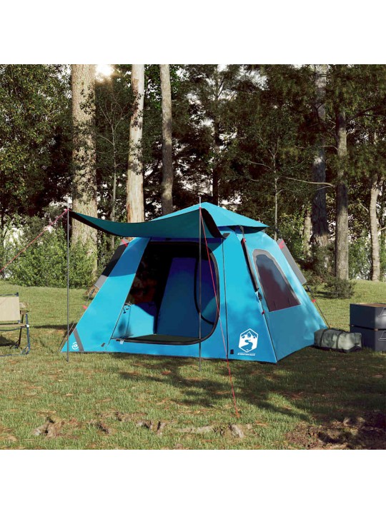 Kempingový stan kupole pro 4 osoby modrý rychloupínací