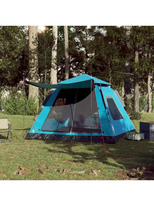 Kempingový stan kupole pro 5 osob modrý rychloupínací