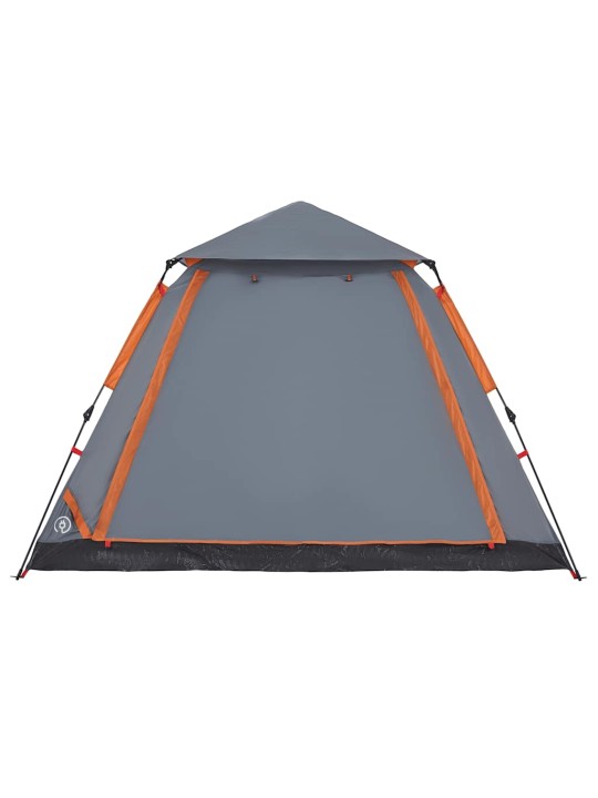 Kempingový stan kupole pro 5 šedý a oranžový rychloupínací