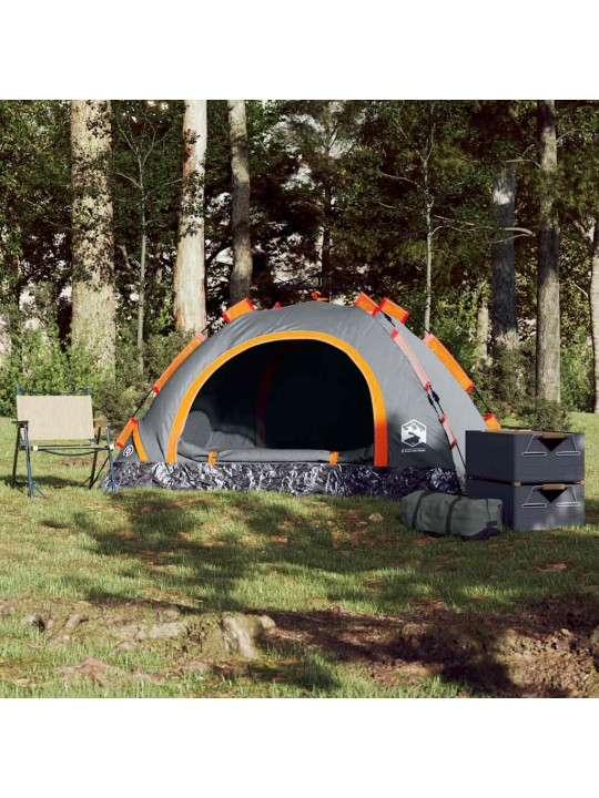 Kempingový stan pro 2 šedý a oranžový rychloupínací