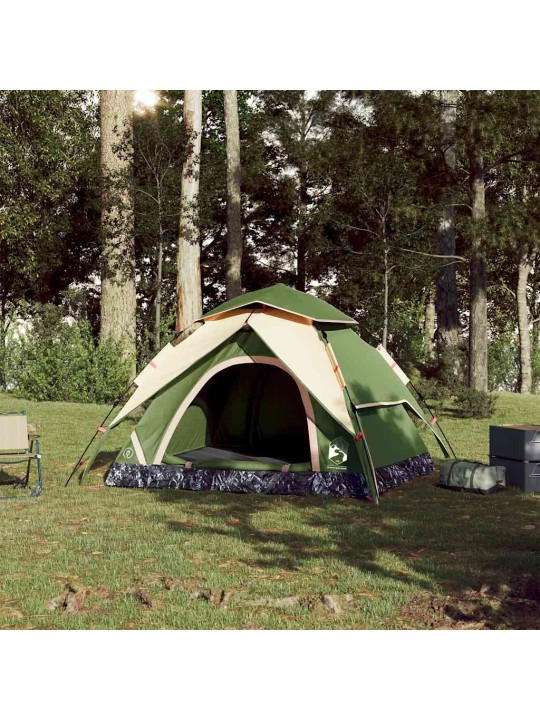 Kempingový stan kupole pro 4 osoby zelený rychloupínací