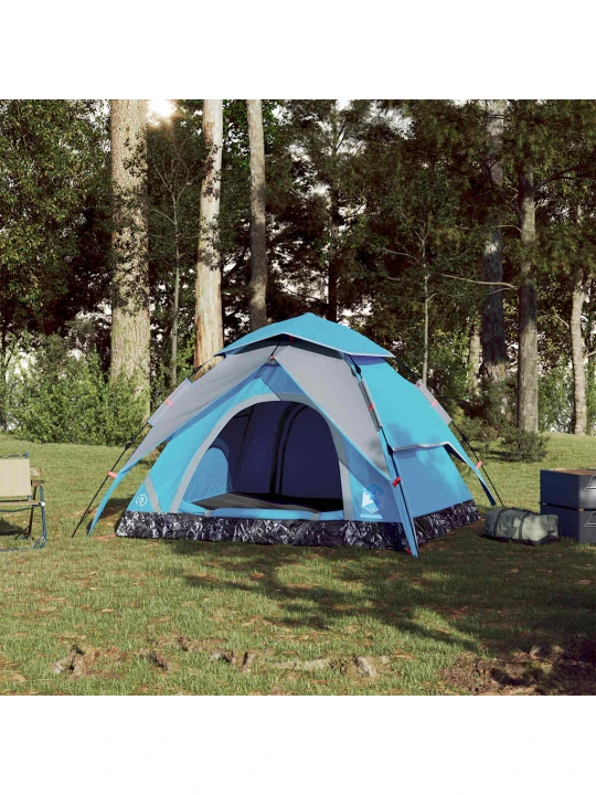 Kempingový stan kupole pro 4 osoby modrý rychloupínací