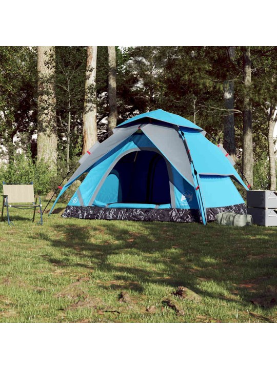 Kempingový stan kupole pro 5 osob modrý rychloupínací