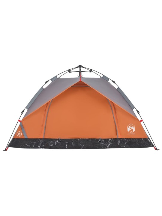 Kempingový stan kupole pro 2 šedý a oranžový rychloupínací