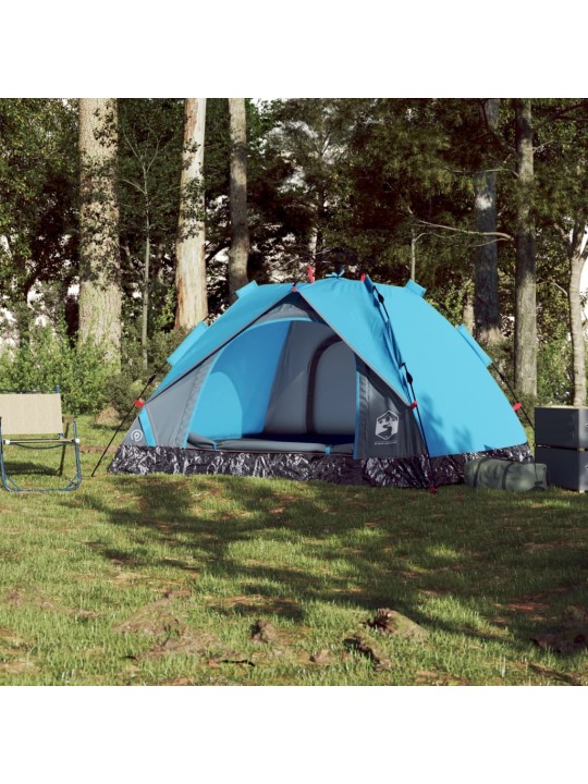 Kempingový stan kupole pro 3 osoby modrý rychloupínací