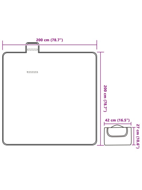 Pikniková deka skládací modré a bílé pruhy 200 x 200 cm samet