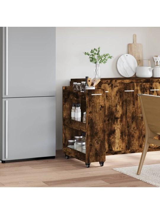 Skříňka na kolečkách kouřový dub 60x22x79 cm kompozitní dřevo