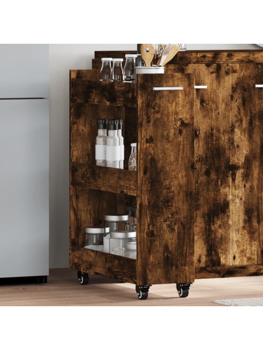Skříňka na kolečkách kouřový dub 60x22x79 cm kompozitní dřevo