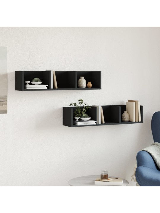 Nástěnné skříňky 2 ks černé 75 x 18 x 16,5 cm kompozitní dřevo
