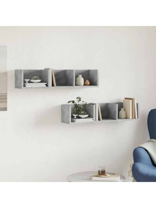 Nástěnné skříňky 2 ks betonově šedé 75 x 18 x 16,5 cm kompozit