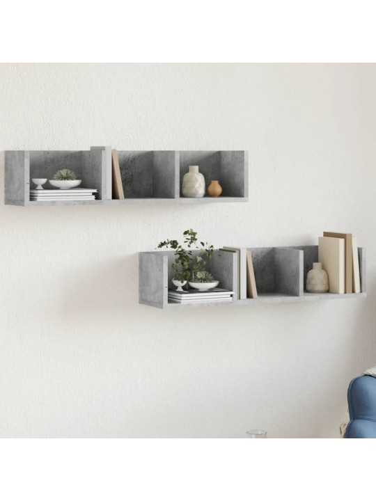 Nástěnné skříňky 2 ks betonově šedé 75 x 18 x 16,5 cm kompozit