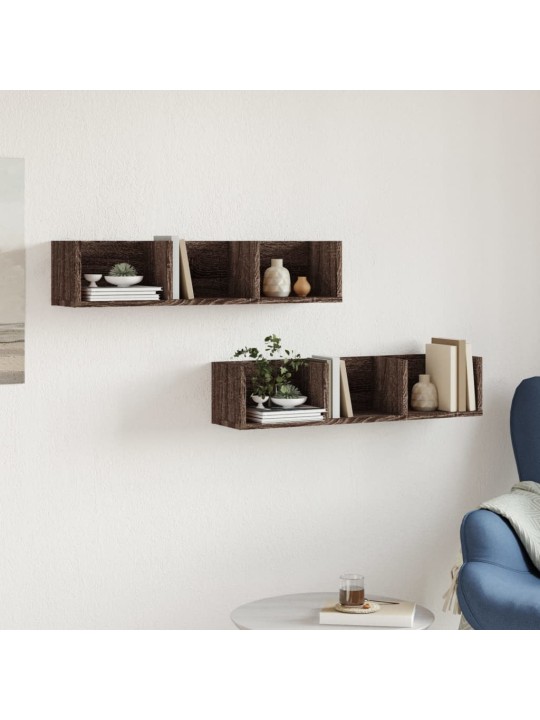 Nástěnné skříňky 2 ks hnědý dub 75x18x16,5 cm kompozitní dřevo