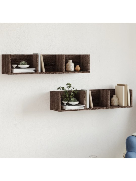 Nástěnné skříňky 2 ks hnědý dub 75x18x16,5 cm kompozitní dřevo