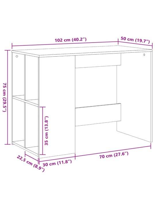Psací stůl betonově šedý 102 x 50 x 75 cm kompozitní dřevo