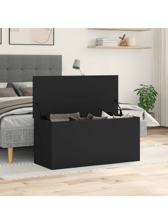 Úložný box černý 100 x 42 x 46 cm kompozitní dřevo