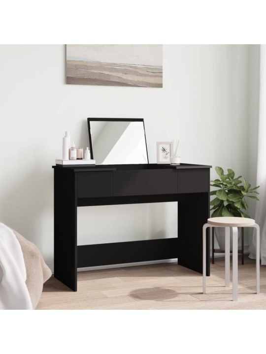 Toaletní stolek se zrcadlem černý 100 x 45 x 76 cm