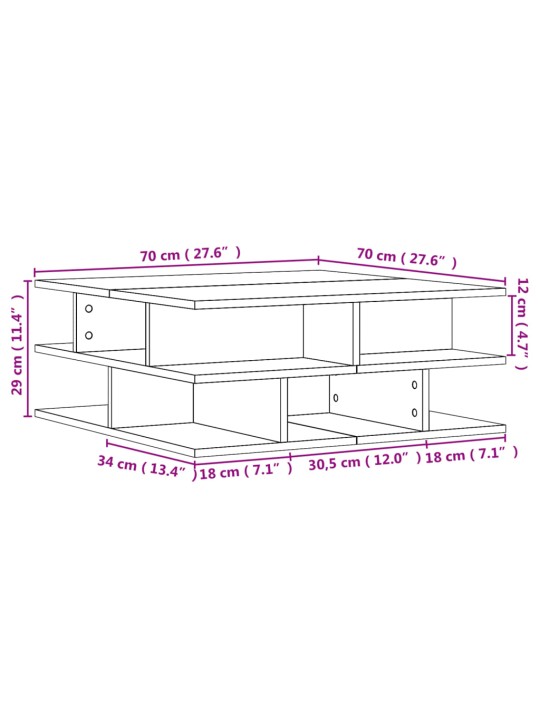 Konferenční stolek betonově šedý 70x70x29 cm kompozitní dřevo