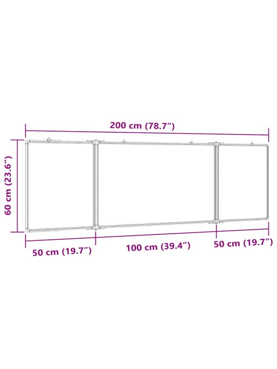 Magnetická tabule rozkládací 200 x 60 x 1,7 cm hliník