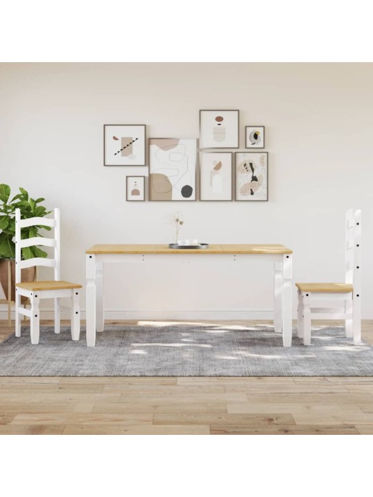 Jídelní stůl Corona bílý 160 x 80 x 75 cm masivní borové dřevo