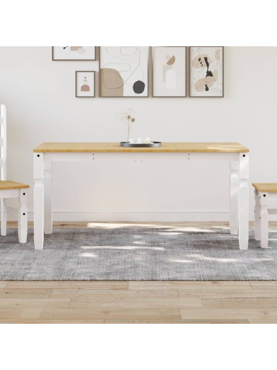Jídelní stůl Corona bílý 160 x 80 x 75 cm masivní borové dřevo