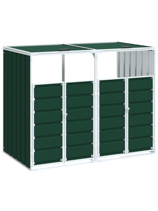Box na 2 popelnice zelený 144 x 81 x 113 cm ocel