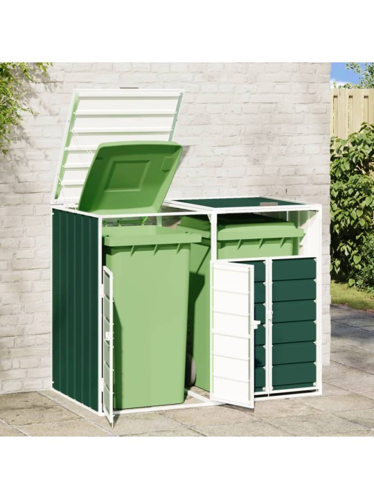 Box na 2 popelnice zelený 144 x 81 x 113 cm ocel