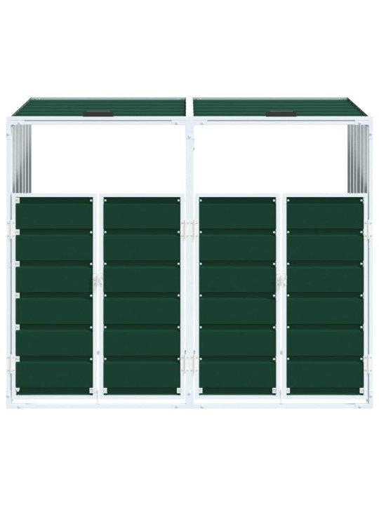 Box na 2 popelnice zelený 144 x 81 x 113 cm ocel