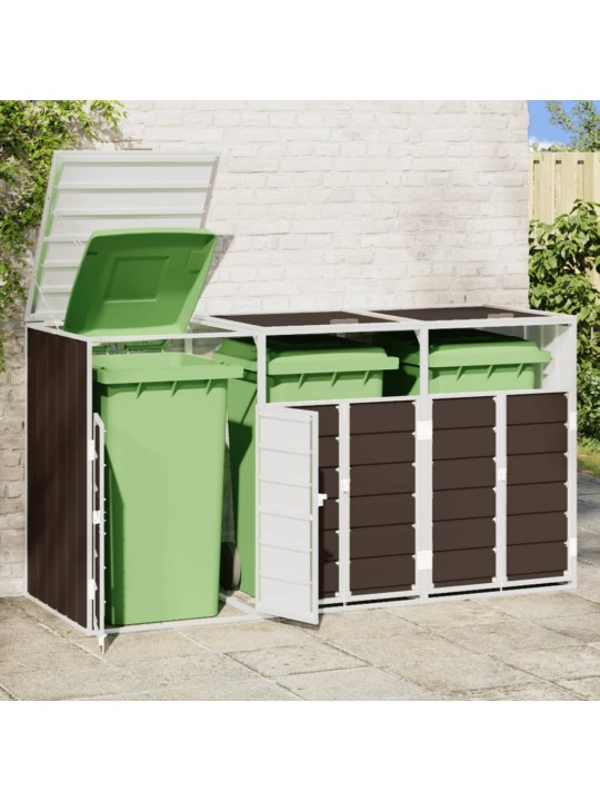 Box na 3 popelnice hnědý 216 x 81 x 115 cm ocel