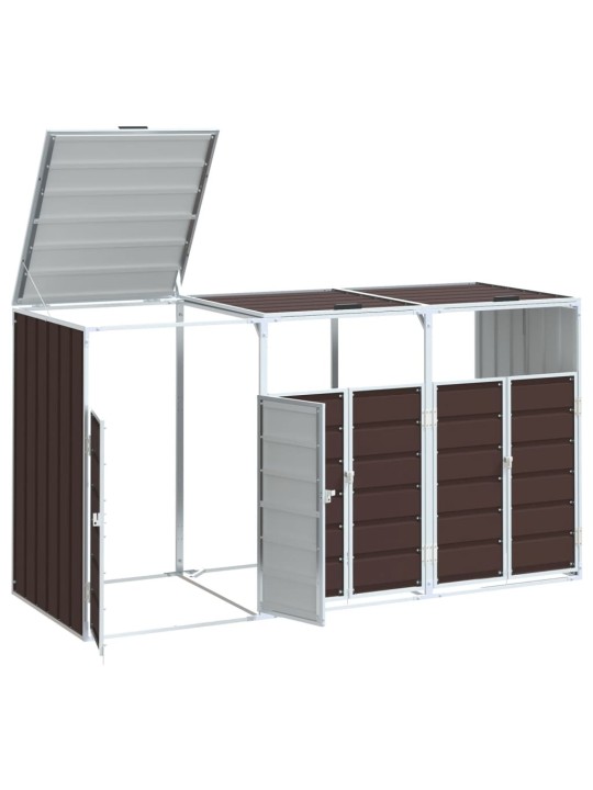 Box na 3 popelnice hnědý 216 x 81 x 115 cm ocel