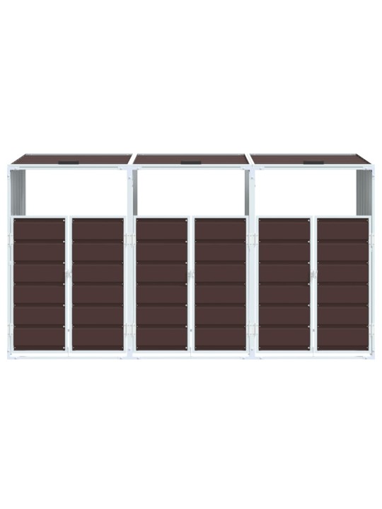 Box na 3 popelnice hnědý 216 x 81 x 115 cm ocel