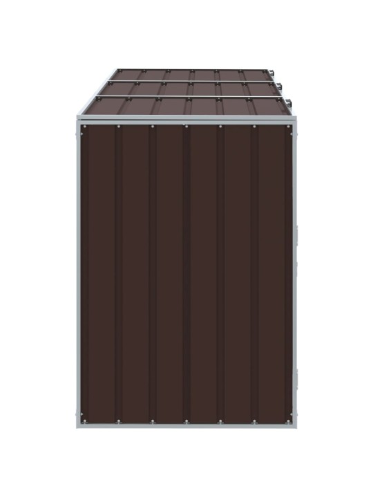 Box na 3 popelnice hnědý 216 x 81 x 115 cm ocel
