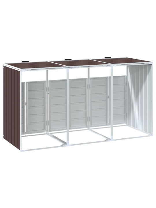 Box na 3 popelnice hnědý 216 x 81 x 115 cm ocel