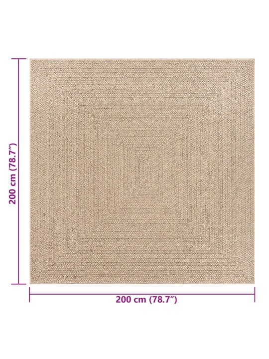 Koberec ZIZUR 200 x 200 cm jutový vzhled interiér i exteriér