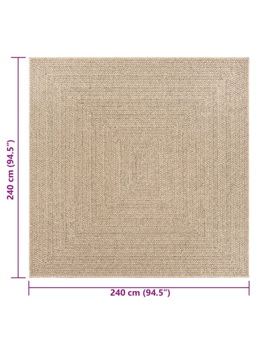 Koberec ZIZUR 240 x 240 cm jutový vzhled interiér i exteriér