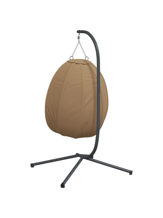 Závěsné křeslo vajíčko se stojanem taupe textil a ocel
