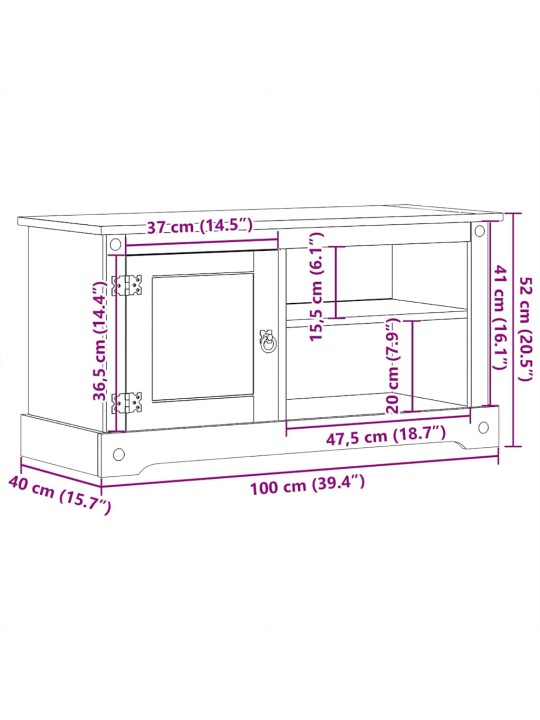 TV skříňka Corona 100 x 40 x 52 cm masivní borové dřevo