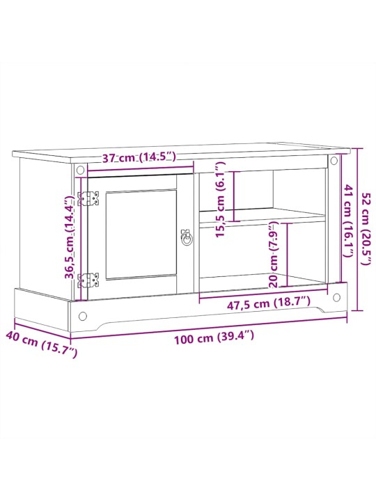 TV skříňka Corona 100 x 40 x 52 cm masivní borové dřevo