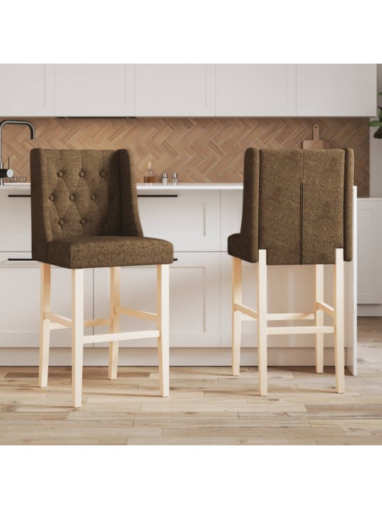 Barové židle 2 ks masivní kaučukové dřevo a textil