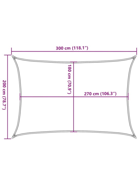 Plachta proti slunci 160 g/m² obdélník světle šedá 2 x 3 m HDPE