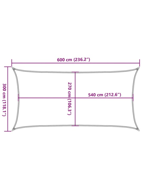 Plachta proti slunci 160 g/m² obdélník světle šedá 3 x 6 m HDPE