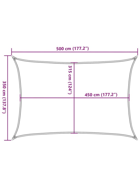 Plachta proti slunci 160 g/m² obdélník světle šedá 3,5x5 m hdpe